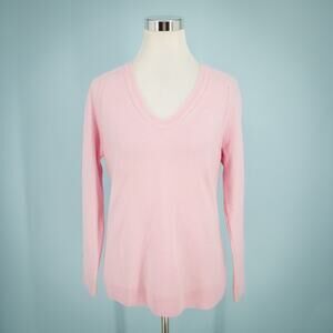Talbots Size Medium M Pink V Neck Long Sleeve Classic Soft Cashmere Sweater